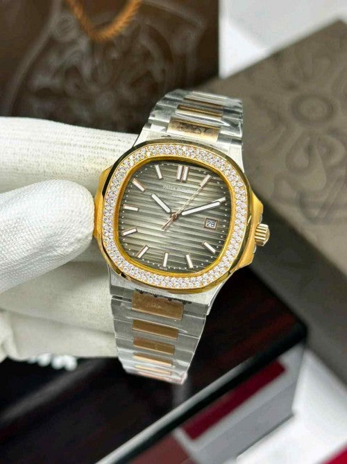 PATEK_ PHILLIPE NAUTILUS DIAMOND BEZEL TO TONE ROSE GREY