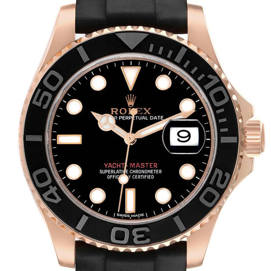 Role_x Yatch Master Rose Gold Oysterflex Black Mint Mens Watch Luxury Edition Premium Quality auraofluxury.in