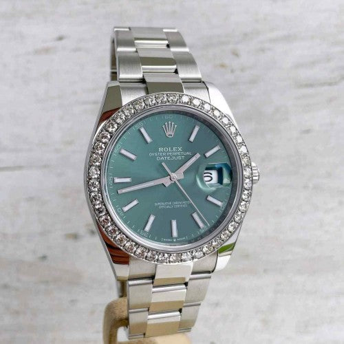 rolex_date just diamond silver green