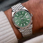 rolex_date just silver Motif green