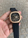 Patek Phillep e Skeleton Automatic Silicone Rose Black